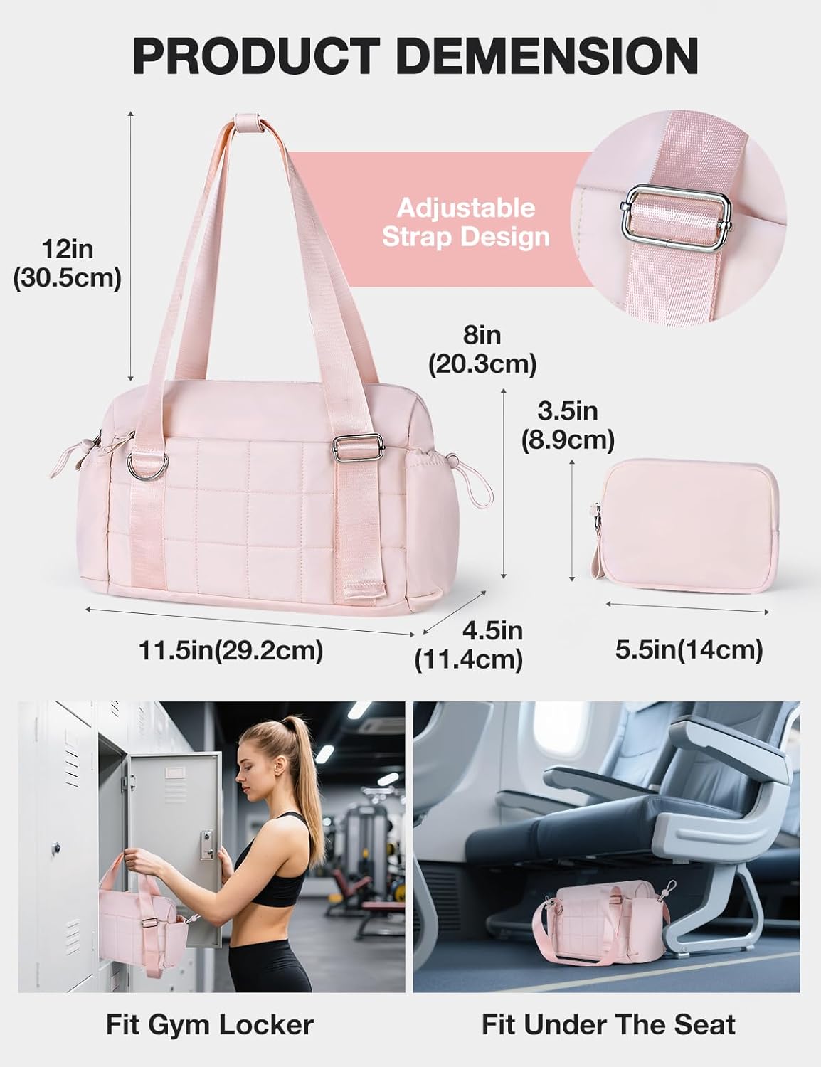 Puffy Mini Gym Bag - Water-Resistant Sports Duffel for Women