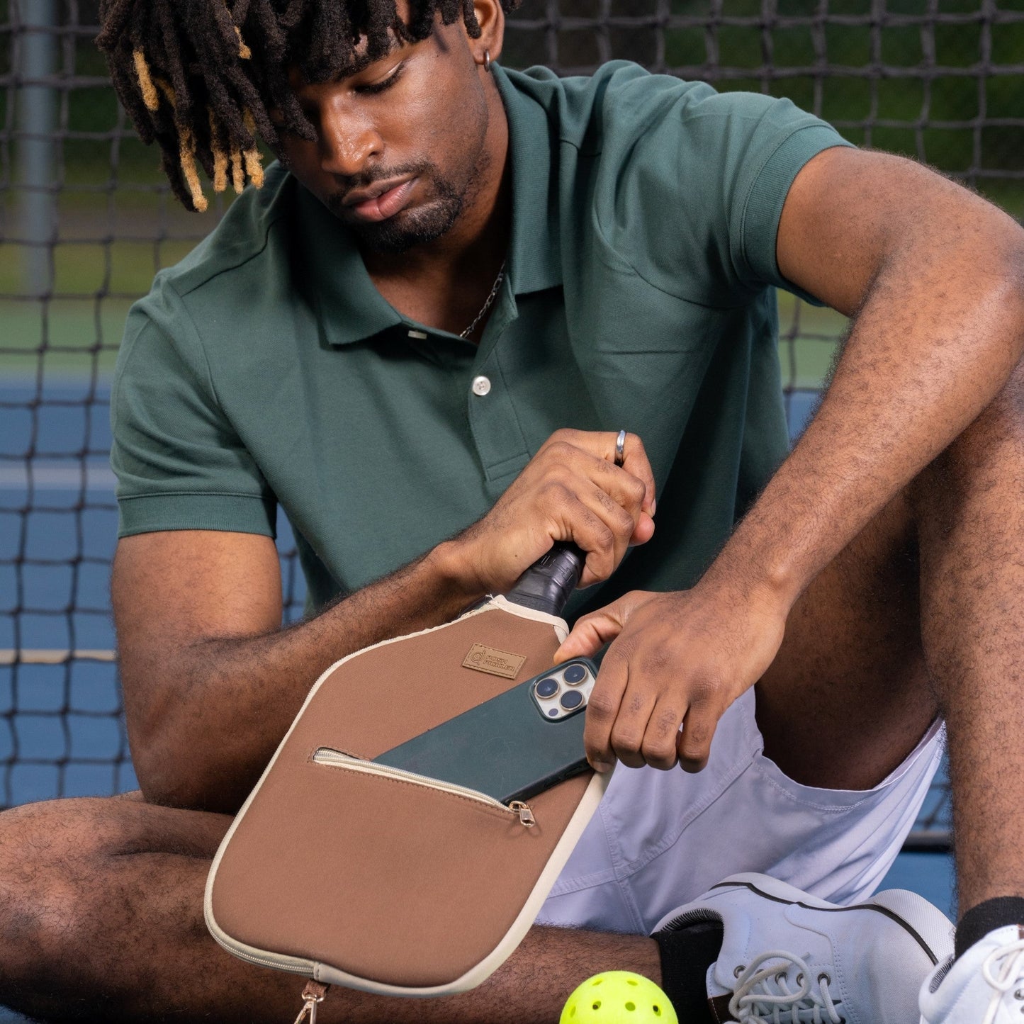 Crossbody Pickleball Paddle Cover | Brown