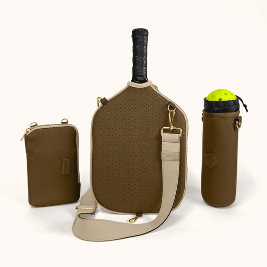Pickleball Crossbody Gift Set – 3 Piece Bundle in Brown