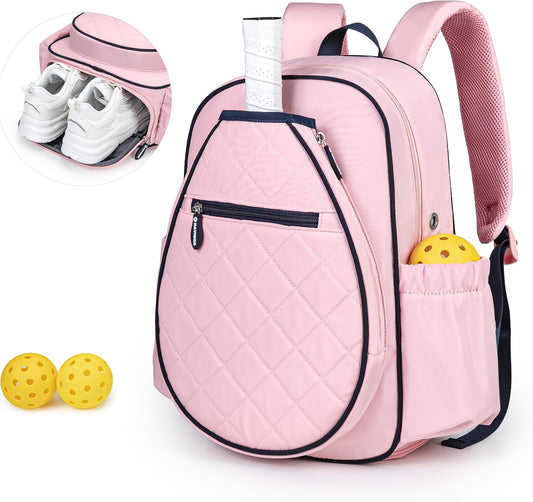 Quilted Pickleball Backpack with Shoe Compartment