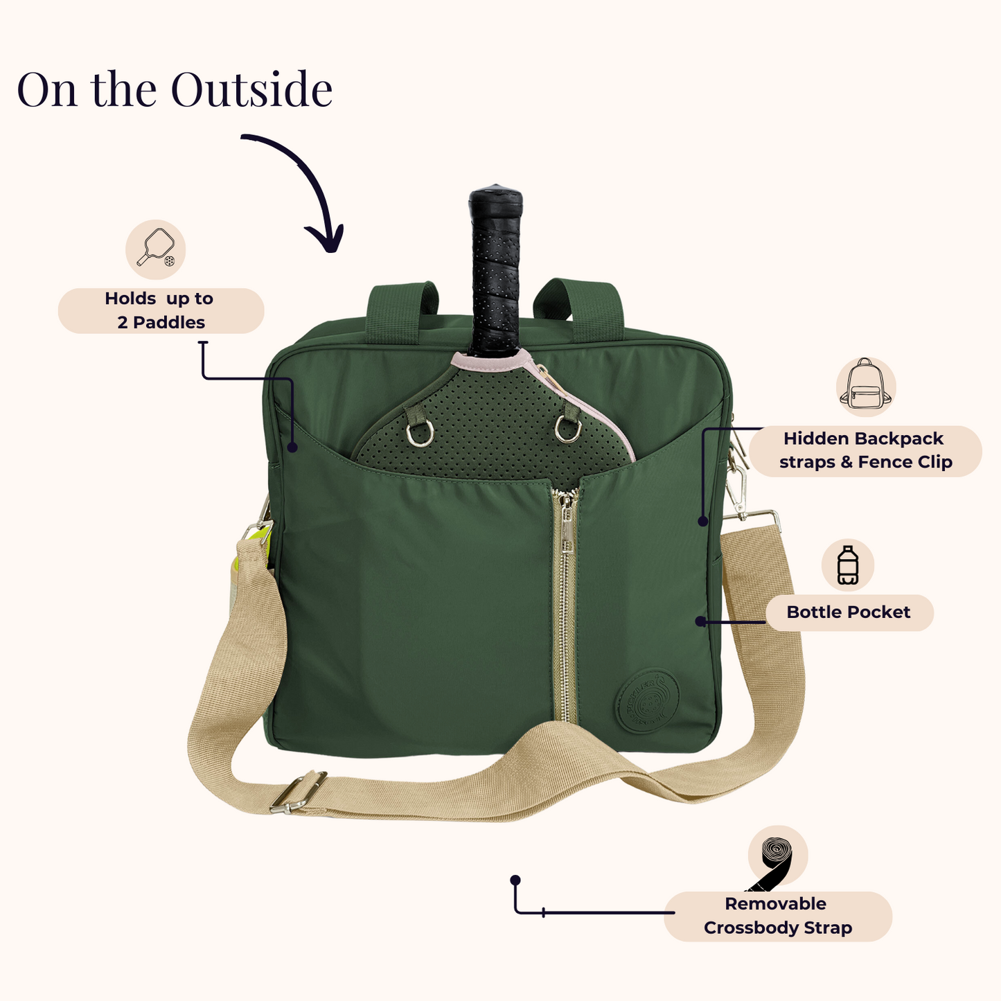 3-in-1 Pickleball Bag – Tote, Crossbody, Backpack | Green