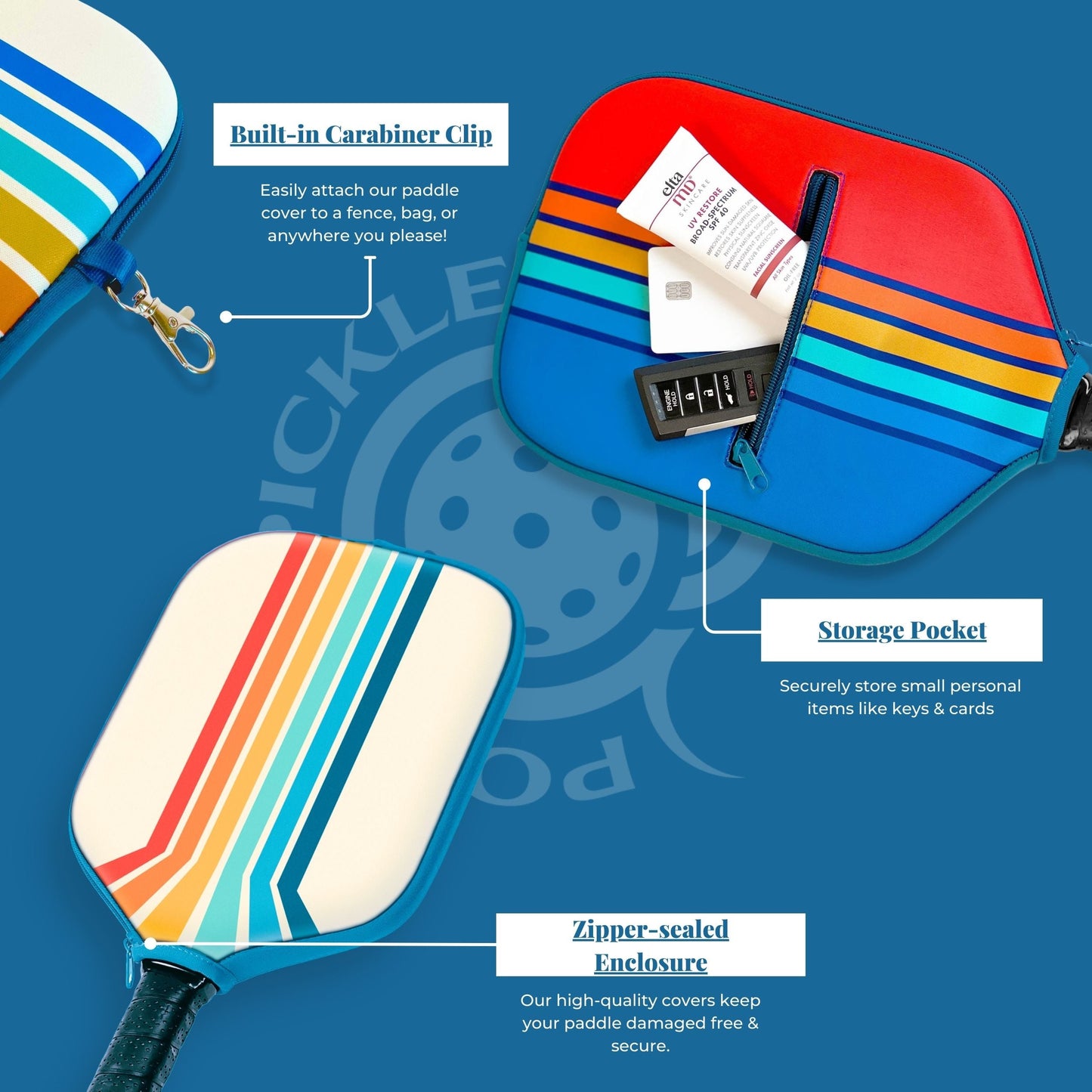 Pickleball Paddle Cover with Storage
