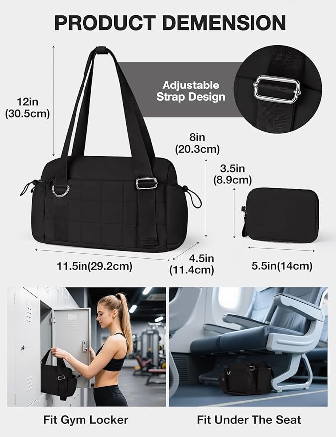 Puffy Mini Gym Bag - Water-Resistant Sports Duffel - Pink