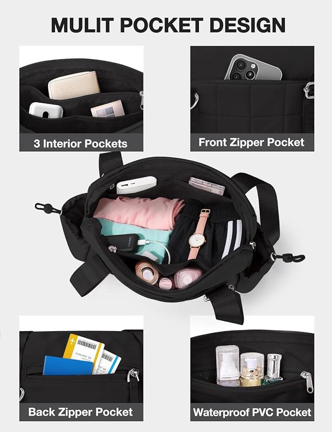 Puffy Mini Gym Bag - Water-Resistant Sports Duffel - Pink